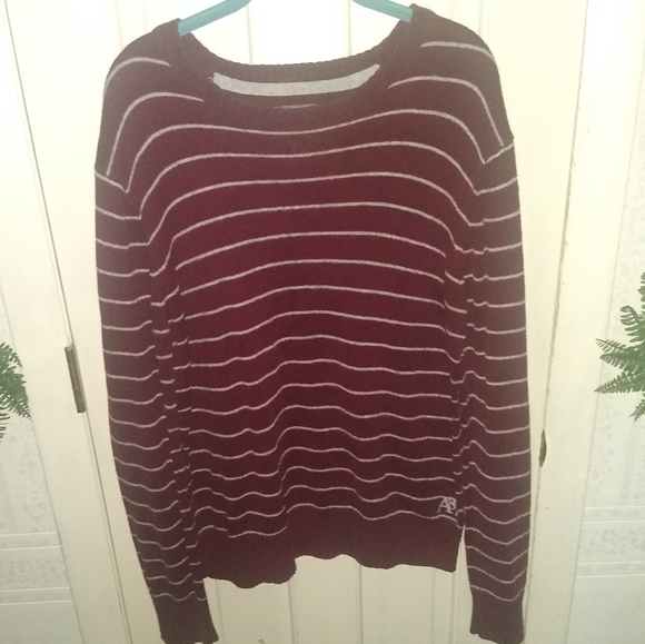 Aeropostale Knit Maroon Striped Sweater - Large